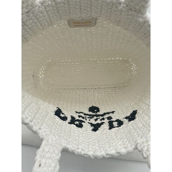 BRAND NEW PRADA RAFFIA CROCHET SMALL VACATION WHITE TOTE BAG AUTHENTIC! - Picture 14 of 14